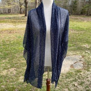 CUBISM SWEATER CARDIGAN KIMONO BLUE WHITE SIZE S